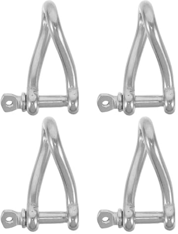 BESPORTBLE 4 manilles à Chape torsadée Marines de 5 mm - Manille d'ancrage Robuste en Acier Inoxydable - Accessoires de gréement à goupille pour Bateaux et voiliers