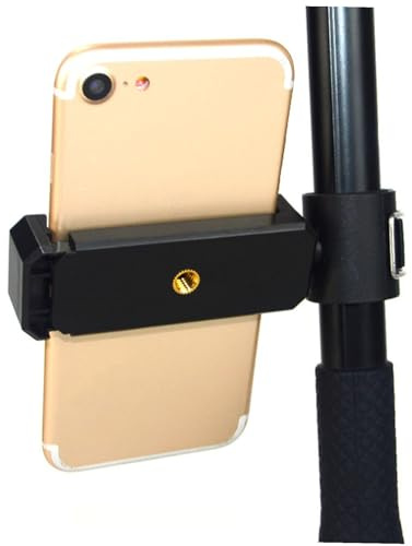 IMIKEYA Supporto per telefono Selfie Chiusura a Clip Regolabile per Smartphone Nero Pinza Leggera e Compatta per Uso Bastone Selfie 1 Pezzo