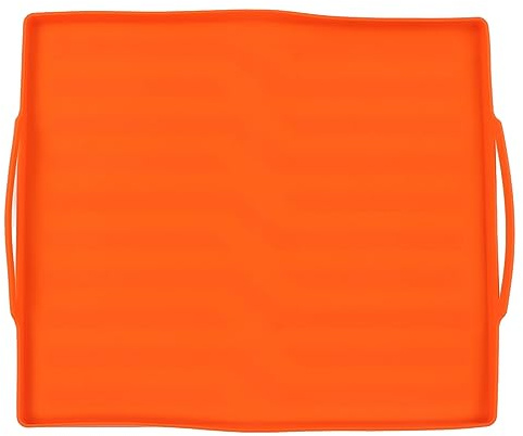 Grillmatte, Silikon-Grillabdeckung, schützende Grillabdeckung, Grillmatte für das Kochen im Freien (17 Zoll orangefarbener Griff)