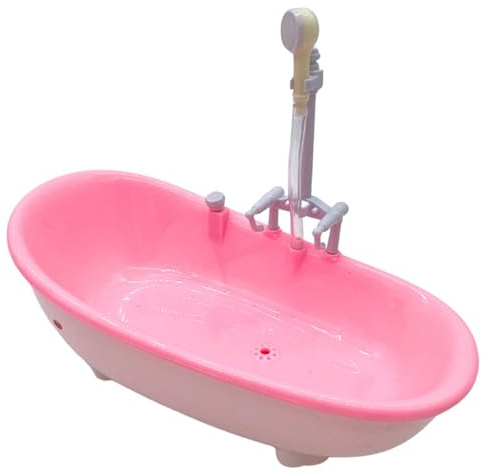 Otbushit Meubles de Maison de poupée, Baignoire électrique pour bébé, 6.5x8.8x3.7, avec pulvérisateur Douche, Meubles Miniatures pour décoration Salle Bain, 1 pièce