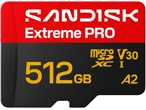 SANDISK Extreme Pro Carte UHS-I microSD + SD Adapter, 512 Go (Vitesses de Lecture allant Jusqu’à 250 Mo/s et d’écriture Jusqu’à 170 Mo/s, 5K, 3K, 4K UHD, C10, V30, U3, A2)