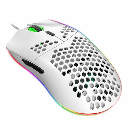 Jectse Combo Clavier de Jeu Rvb et Souris Rétroéclairée, Filaire USB, Une Vitesse Maximale de 6400 pour Swift, pour Ordinateur Portable, Jeu et Travail (Ensemble Blanc)