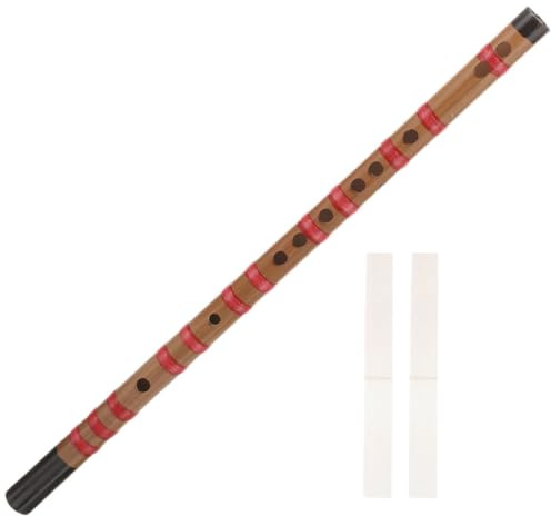 MINAOLULUS Portable Bamboo Flute for Beginners with Easy to Adjust Intonation, D Key Chinese Traditional Musical Instrument with Flute Film, Simple and Exquisite Appearance for Students
