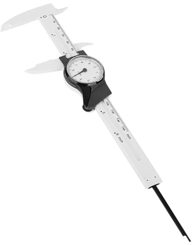 KIMISS Calibrador Vernier con Dial, Herramienta de Medición Métrica de 150 Mm para Mediciones Precisas, Regla de Plástico Duradera con Lectura Clara (WHITE)