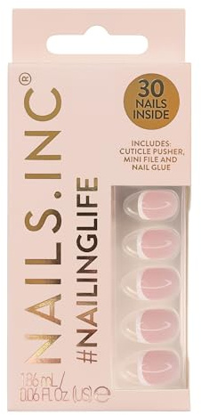 Nails.INC #NailingLife Kylie Coded Pink Cat-Eye Press-On Nails, Almond Shaped, 30 Nail Sizes, Long-Lasting, Non-Damaging, No Snap, Salon-Quality At Home Manicure, Glue Included, 33 Piece Set
