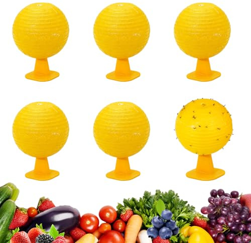 Fruchtfliegenfalle Küche 6 Stück, Gelbe Kugelfallen für Obst | Gelbe Kugelfallen für Obst, Arbeitsflächen und Müllbereiche. Einfach zu platzieren und vielseitig einsetzbar.