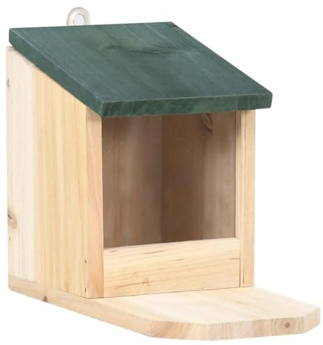 GeenYuu Eichhörnchen Futterhäuser aus Tannenholz 4 Stück mit Klappdach 12x23x17,5 cm für Garten Balkon stabil langlebig wetterfest Schutz vor Feuchtigkeit und Schmutz