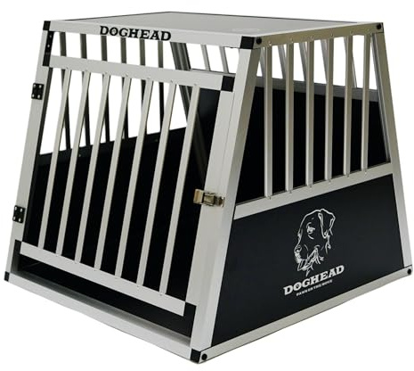 DOGHEAD Hundetransportbox Ecoline, Single 70x75x63 cm, Schwarz, Aluminium, Beidseitig Abgeschrägt 75°