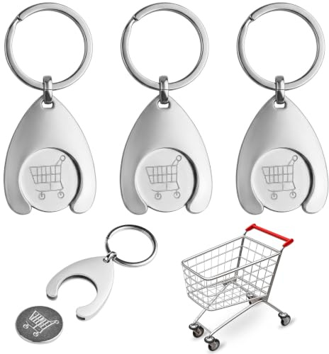 Zirax 3pcs Shopping Trolley Token Keyring, Reusable Pound Trolley Coin Replacement with Detachable Coin for Supermarket Carts & Gym Lockers