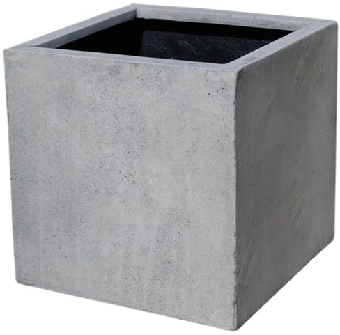 VIVANNO Pflanzkübel Fiberglas Block 30x30x30 cm Beton-Design Grau | Blumenkübel Quadratisch - Frostsicherer Pflanztopf für Draußen & Drinnen - 27L Volumen - Wetterfester Würfel