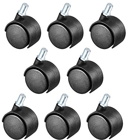 sourcing map 8 Pcs 1,5 Zoll Lenkrolle Räder Nylon 360 Grad Gewinde Stengel M8 x 15mm de