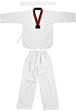 Fafeims Niños Uniforme de algodón Completo de Taekwondo Artes Marciales Ropa Deportiva Karate Uniforme de Estudiante(120)