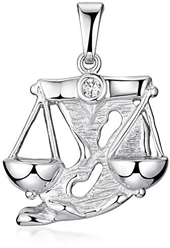 MATERIA Damen Kettenanhänger Sternzeichen aus 925 Sterling Silber rhodiniert mit Zirkonia Stein