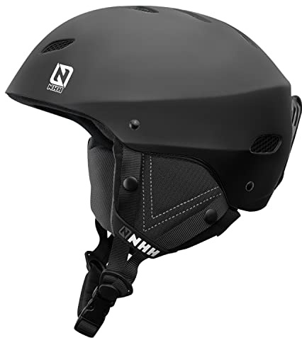NHH Ski Helmet Snowboard Helmet - Snow Sports Helmet Goggles Compatible Removable Liner and Earpads for Men Women and Youth (Black, L (22.4-24/57-61cm))