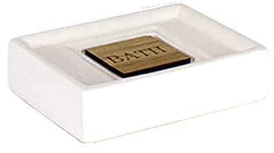 douceur d'intérieur, Portasapone (11,4 x 8,7 x 2,5 cm) Cerawood Naturale, Ceramica Finitura Bambù