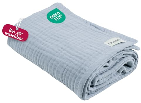 Clinotest Musselintücher Baby - 1Stk. 80x80cm - waschbare Mulltücher ohne Einlaufen - saugstarke Baby Spucktücher aus 100% Musselin-Baumwolle - weiches und atmungsaktives Pucktuch (hellblau)