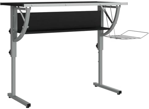 vidaXL Mesa de Dibujo Madera y Acero Negro y Gris 110x53x(58-87) cm