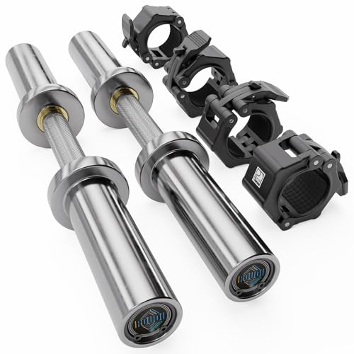 POUDI SPORT 2 Hantelstangen aus verchromtem Stahl | Ø 50 mm | 4 Schlauchschellen | 2 Nadellager + 2 Ringlager (schwarze Scheibenstopper)