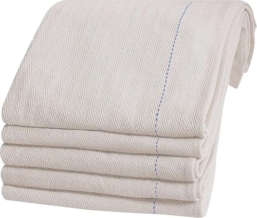 Pack of 2 Heavy Duty Oven Cloths, 100% Cotton Herringbone, Heat Resistant Thick Weave Kitchen Cloths, Professional Catering Dish Towel & Potholders, Large 48 x 76 cm, Washable & Reusable