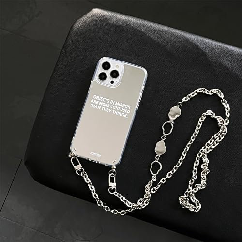 SRGDRR Crossbody Lanyard Halskette Metall ausgehöhltes Armband Spiegelhülle für iPhone 11 12 13 14 Pro Max X XS XR Cack Cover,A,Für iPhone 14