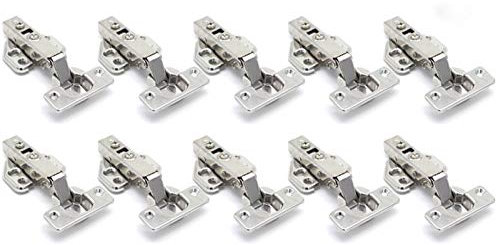 10/20 Scharniere, Soft-Close, Türen mit vollständiger Abdeckung, hydraulische Scharniere, Schränke, Schränke, Möbel, Hardware, ohne Bohren, Fester Edelstahl (Color : 10PCS)