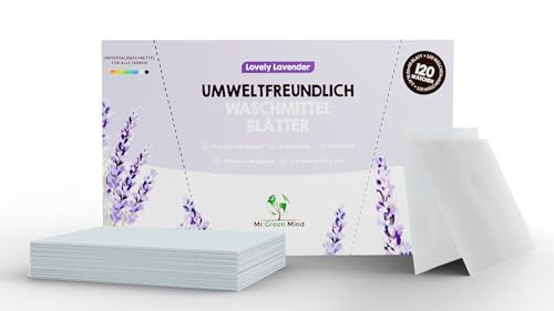 Mr. Green Mind Waschmittel Blätter - 120 Wäschen mit 60 vordosierten & wasserlöslichen Waschblättern Lovely Lavender Duft (Lavendel) - Umweltfreundlich & biologisch abbaubar
