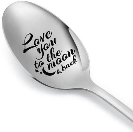 Cucchiaio con scritta I Love You To The Moon And Back per donne e uomini, cucchiaio divertente per coppia, cucchiaino da caffè personalizzato per moglie, marito, cucchiaio in acciaio inossidabile,