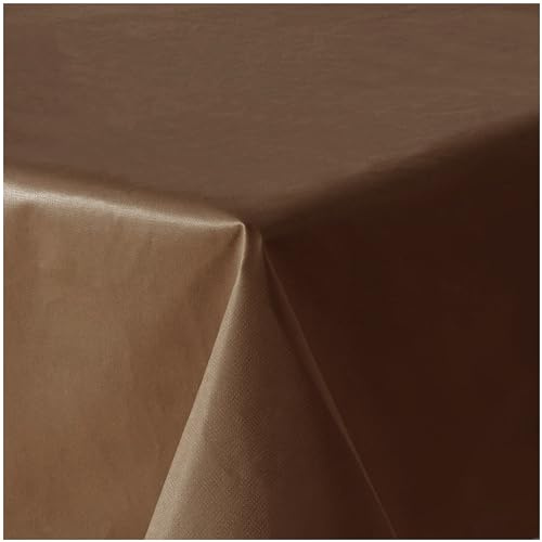 Wachstuchtischdecke Tischdecke abwaschbar PVC Plastik-Tischdecken Rund Oval Eckig Rechteckig Outdoor Wachs Gartentischdecke (Dunkelbraun Einfabig, Eckig 110x140cm)