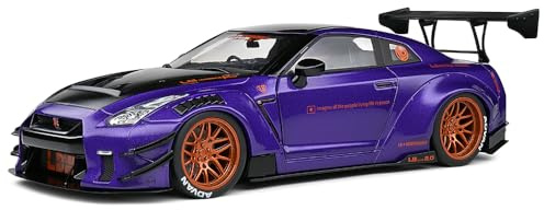 Solido Nissan GT-R R35 Liberty Walk 2.0 (lila) – Hochwertiges Diecast Modellauto im Maßstab 1:18, extrem getuntes JDM-Supercar für Sammler & Tuning-Fans
