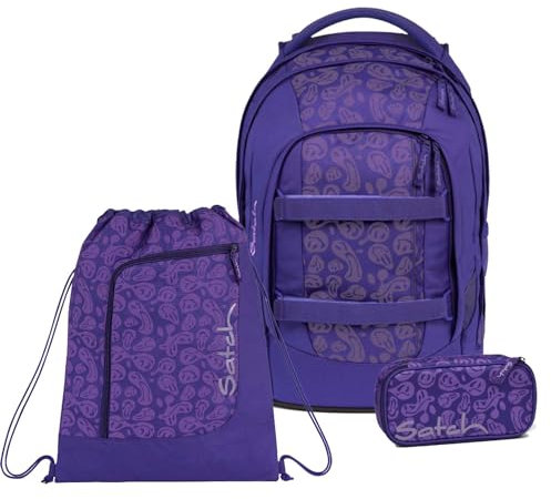Satch Pack Schulrucksack Set 3tlg. inkl. Schlamperbox und Sportbeutel (Bright Faces)