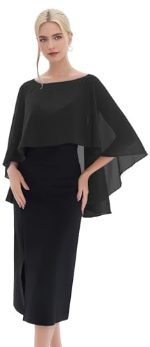Generisch Damen übergröße Stola Chiffon Schal für Damen Elegant Chiffon tücher Leichter Weicher Schal Stola Damen Festlich Für Abendkleid Schwarz