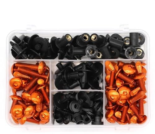 SLIMES Werkzeugkasten Motorrad Komplette Verkleidung Schrauben Kits Schrauben Stahl Karosserie Geschwindigkeit Muttern Bolzen Für Z650 Z750 Z800 Z900 Z1000 M6 (Color : Orange)