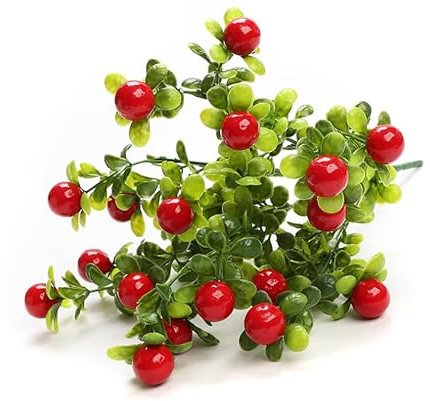 WYLFYJP Simulierte Pflanzen, künstliche Blumen, grüne Blätter, Heimdekoration, Tischdekoration, Ruyi, kleine rote Früchte, Glyzinien-Girlande, Simulationsblume, grün, Ruyi, kleine rote Früchte