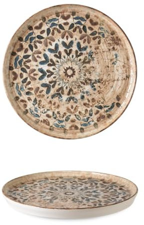 Rinart Assiette à desserts - Aztec - Porcelaine - 24 cm - lot de 6