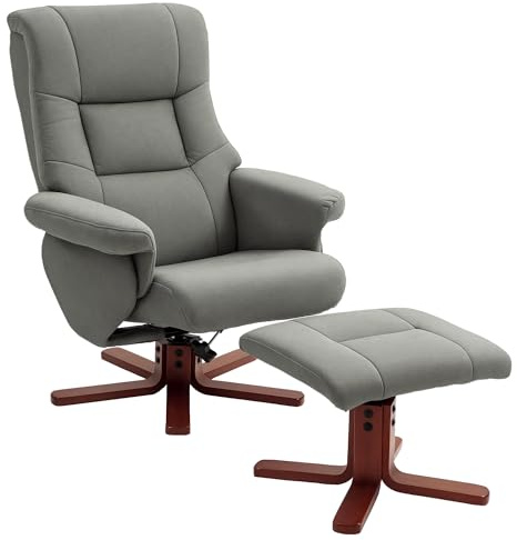 HOMCOM Recliner Chair with Footstool, Lounge Chair, Grey