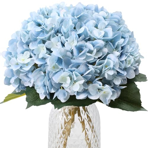 merakdoira 6PCS hydrangea artificial flower-artificial flowers,Silk fake flowers Bouquet for Wedding Party Office Home Decor(Blue)