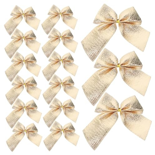 Zerodeko Weihnachtsschleifen Gold 5,5cm Dekoratives Glitzerband Baumschmuck Selbstgemacht Party Ornamente 24 Stück