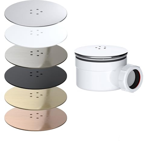 90mm Fast Flow Shower Tray Waste with Metal Cover 6 Finishes Easy Clean and Install for Standard Shower Trays Efficient Water Drainage (Matt Black)