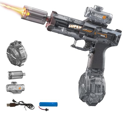 Electric Water Gun for Kids Adults,Water Blaster Squirt Guns with Flashing Muzzle,Range up to 32ft,Summer Outdoor Beach Swimming Pool Party Toys Gifts for Boys Girls Ages 8 9 10 11 12 13 14