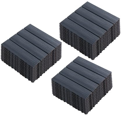 Dalles de Terrasse à Clipser WPC, Dalle Jardin Exterieur Revêtement de Sol avec Système D'emboîtement pour Balcon Jardin 12''x12'' C6 30pcs