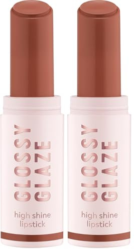 Essence Cosmetics essence GLOSSY GLAZE high shine lipstick rouge à lèvres, hautement pigmenté, intense en couleurs (1.9g) (Lot de 2)