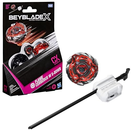 Hasbro Beyblade X, Set Starter Pack Flame Cerberus W 5-80WB CX con trottola di Resistenza e Lanciatore di Takara Tomy, trottole da Combattimento Giocattolo, dagli 8 Anni in su