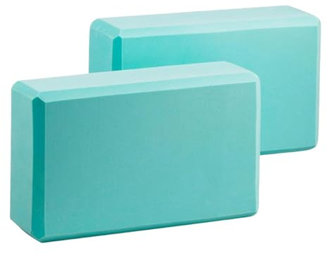 Baoblaze 2 Pezzi Blocchi Mattoncini per Pilates Cubi per Stretching Supporti per Equilibrio in Schiuma Eva Antiscivolo Adatti per Principianti E Praticant, Azzurro