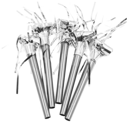 HOMOBABE 20 piezas Silbatos con Borlas Plateadas Ruido para Fiestas Juguetes para Animar Cumpleaños Festivos Accesorios Divertidos y Seguros