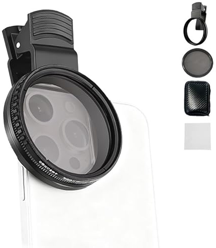 Filtre Polarisant CPL 52mm Universel pour Smartphone, Objectif Amovible avec Clip Compatible iPhone Huawei et Autres Téléphones, Réduit Les Reflets et Améliore la Qualité d'image