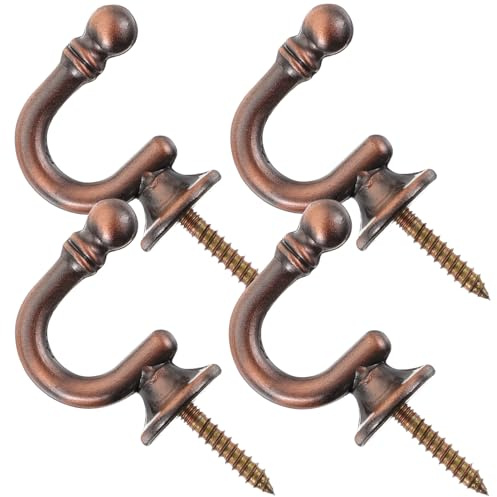 TOYANDONA 4 Piezas Ganchos de Pared para Cortinas con Extremo Redondo Soportes Metálicos Resistentes para Sujetar Cortinas y Telas Diseño Europeo Clásico para Decoración de Hogar y Oficina