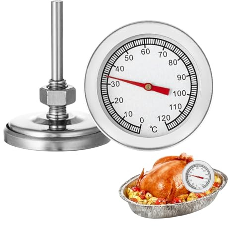 Backofenthermometer,Edelstahl Küche Lebensmittel Thermometer,Bratenthermometer BBQ für Grill,Räucherofen,Pizza,Temperaturanzeige 120 ℃ für Kochen,Fleisch,Smoker Oven