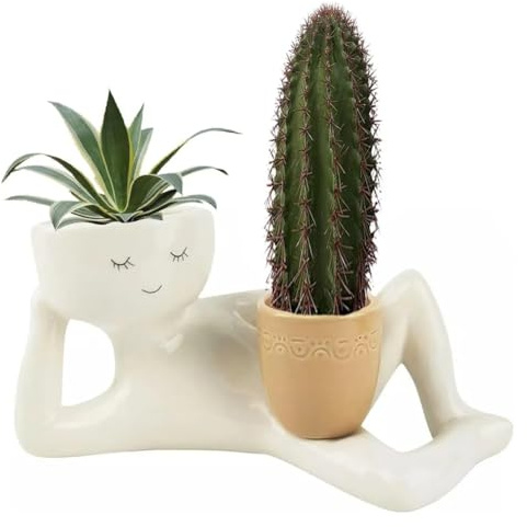 Anlayliay Pot de Fleurs Lazy Guy en RésinePot Fleurs Lazy Little Character en Résine pour Plantes SucculentesPot de Fleurs Allongé en Résine pour Jardin en Forme de Figure Allongée