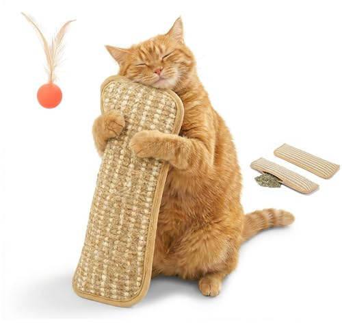 TEVROKS Jouet Interactif À Mâcher À l'herbe À Chat, Coussin À l'herbe À Chat pour Chats, Sisal Souple, Résistant Aux Griffes Et Aux Morsures, pour Jouer Pendant La Dentition Et Soulager Le Stress(L)