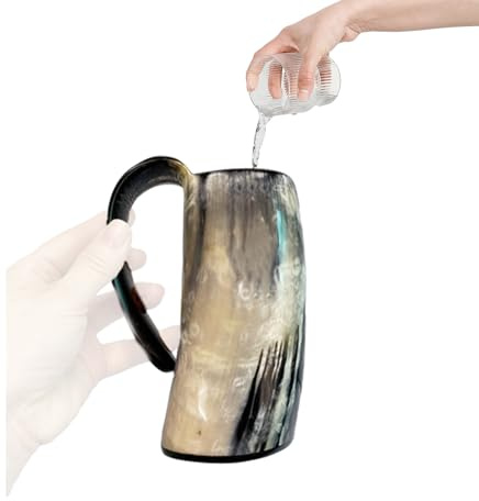 Genérico Boire en corne – Véritable corne viking pour boire, bière et hydromel faite à la main, verre à whisky avec cornes, rustique de style médiéval | Idéal pour la décoration de bar,